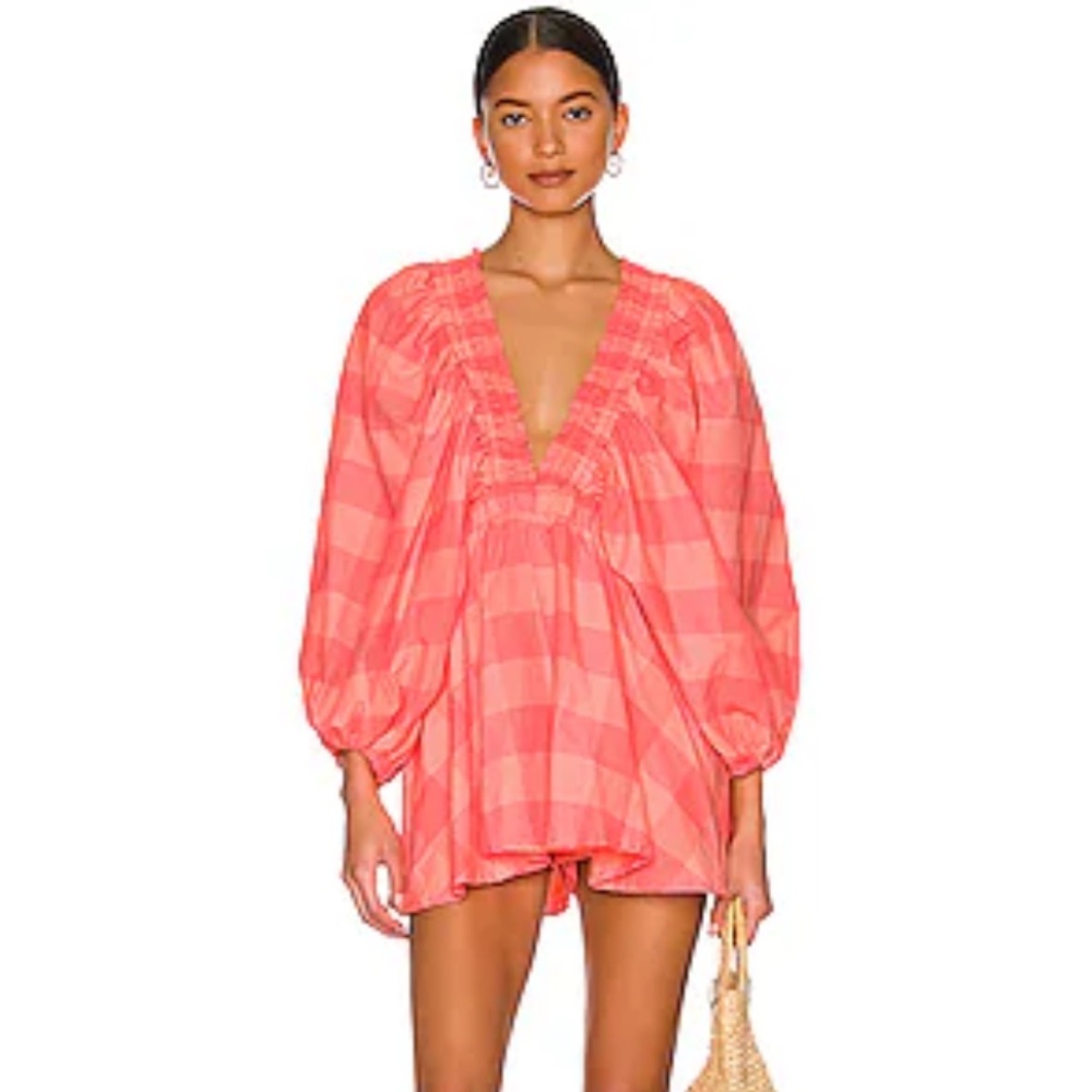 Coral Checkered Jumpsuit